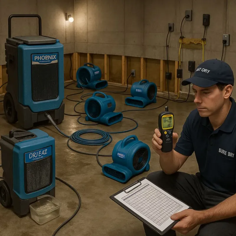 Structural Drying and Dehumidification process in Hinsdale, MA